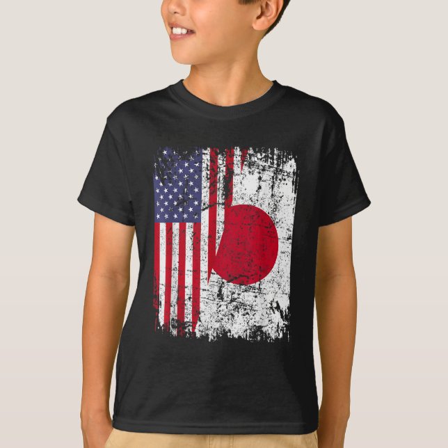 T-shirt JAPONAIS RACINE Drapeau semi-américain JAPON (Devant)