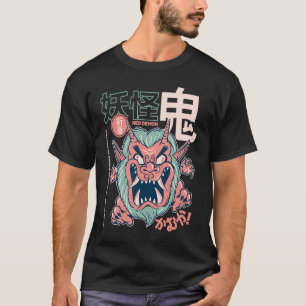 T-shirt Japonais rétro Red Oni Demon Kaiju
