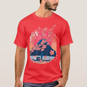 T-shirt Japonais rose Sakura Mountain Joli Flower Cherry