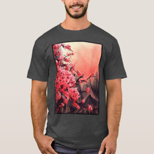 T-shirt Japonais Sakura Cherry Blossom Woodblock Art Impri