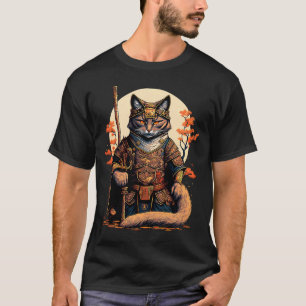T-shirt Japonais Samurai Chat d'épée guerrier Samurai Chat