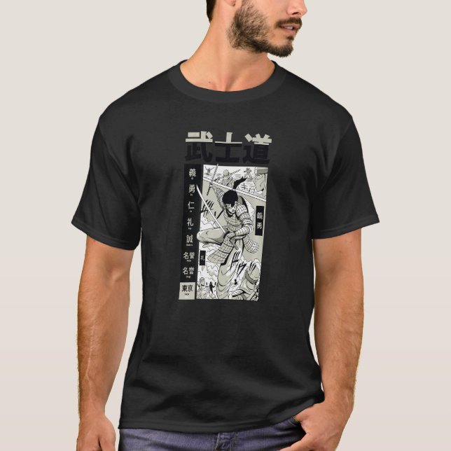T-shirt Japonais Samurai combattant guerrier Swordsm japon (Devant)