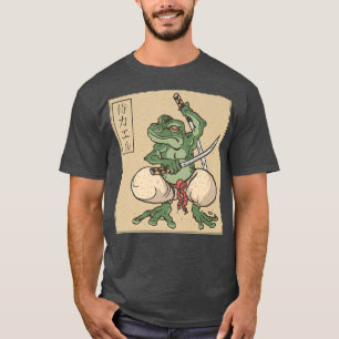 T-shirt Japonais Samurai Frog Warrier Bushido Code Katana