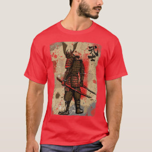 T-shirt Japonais Samurai Katana épées Calligraphie Rétro P