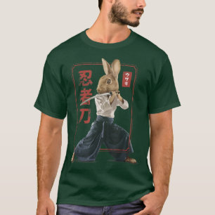 T-shirt Japonais Samurai Ninja Lapin Lapin Kawaii Tattoo
