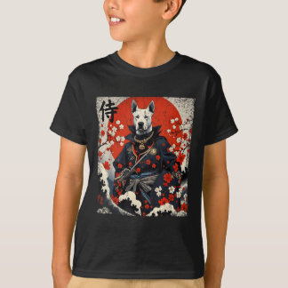 T-shirt Japonais Samurai Pitbull Tattoo Kawaii Ukiyo-e Nin