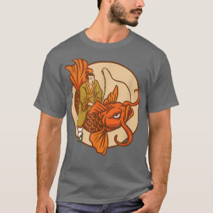 T-shirt Japonais Samurai Poisson d'or Poisson carpe orange