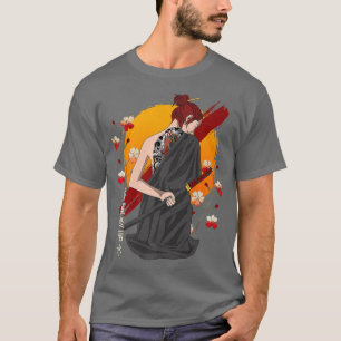 T-shirt Japonais Samurai Vintage Sakura Cherry Blossom Kat