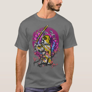 T-shirt Japonais Samurai Vintage Vaporwave cerisier en fle