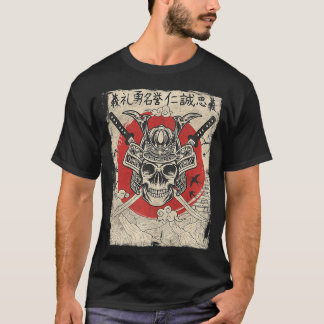 T-shirt Japonais Samurai Warrier espadon Oni Masque cadeau
