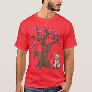 T-shirt Japonais Sphynx Chat Maman Chat Fleur de cerisier