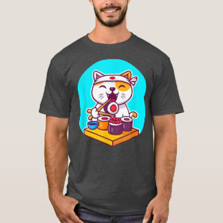T-shirt Japonais Sushi Kawaii Anime Amoureux des chats Pap