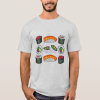 T-shirt japonais Sushi Nigiri Maki Roll Rolls