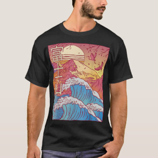 T-shirt Japonais vague de vapeur grande vague de coucher d