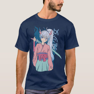T-shirt Japonaise Anime Demon Samurai Ninja Girl Katana Sw