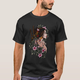 T-shirt Japonaise Geisha Girl Samurai Japon Katana Sakura 