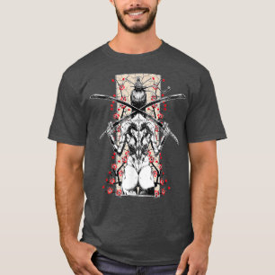 T-shirt Japonaise Samurai Girl Et Vintage Sakura Cherry Bl