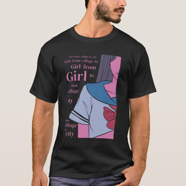 T-shirt Japonaise Village Girl Anime (Devant)