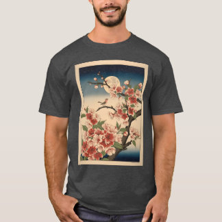 T-shirt Japonaise vintage Sakura Bird Moon fille