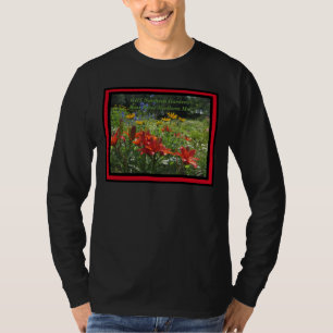 T-shirt Jardin asiatique orange brûlé de lis encadré