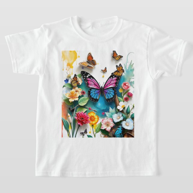 T-shirt Jardin aux papillons | Conception de printemps ins (Poser)
