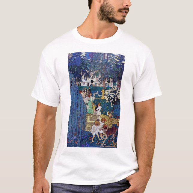 T-shirt Jardin avec chien et chat, Jessie Willcox Smith (Devant)