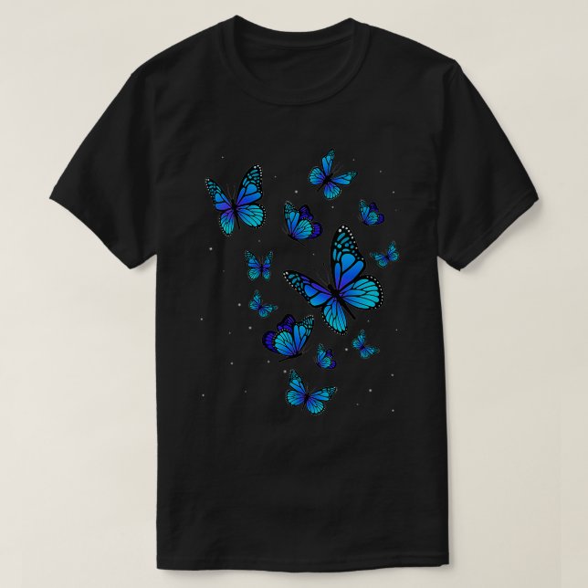 T-shirt Jardin d'Art Papillon Bleu Femme Beau Butterf (Design devant)