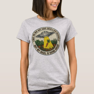 T-shirt Jardin de Basilic de Cuisine Enlevé par des Aliens