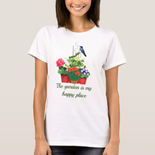 T-shirt Jardin de fleurs avec colibri