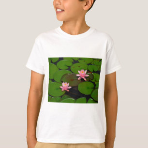 T-shirt Jardin de fleurs de laine d'eau de lotus rose,