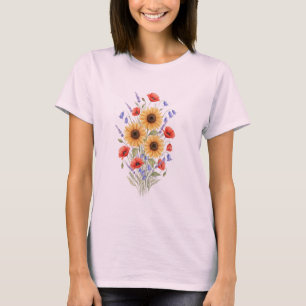 T-Shirt Jardin de Fleurs Sauvages Aquarelle