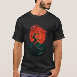 T-shirt Jardin de Sakura japonais Geisha Mont Fuji Cerisie
