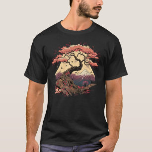 T-shirt Jardin de Sakura japonais Geisha Mont Fuji Cerisie