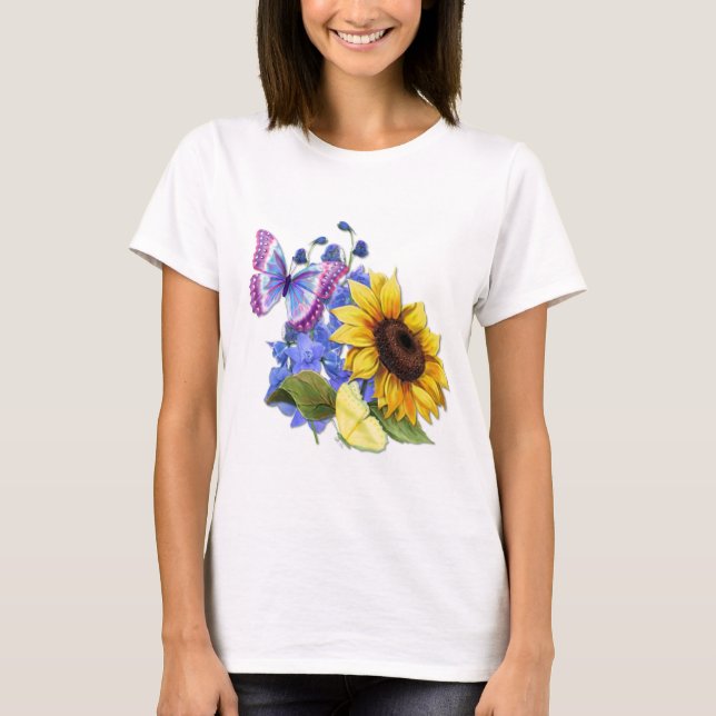 T-shirt Jardin de tournesol papillon (Devant)