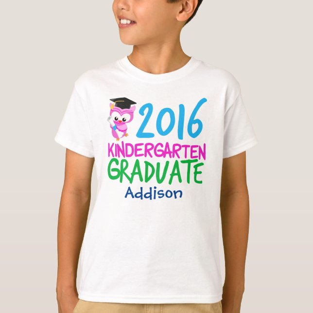 T-shirt Jardin d'enfants 2016 Graduate Girl Cute Owl (Devant)
