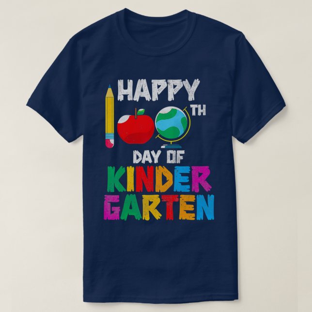 T-shirt Jardin D'Enfants Étudiants 100 Jours D'École (Design devant)
