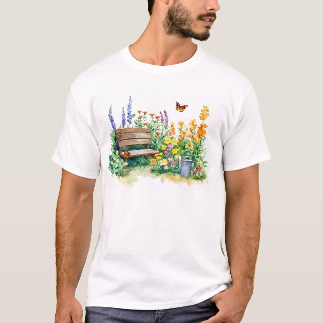 T-shirt Jardin d'été avec papillons (Devant)