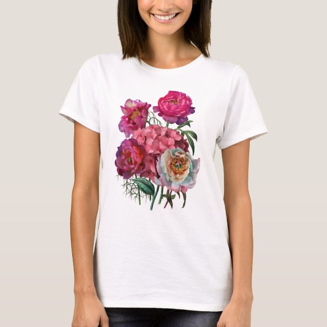 T-shirt Jardin fleuri romantique (Devant)