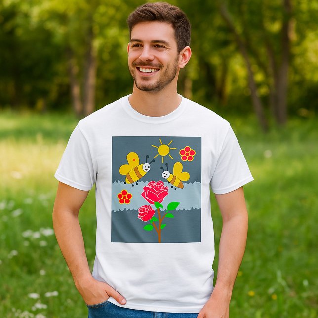 T-shirt Jardin Floral Rose et abeilles (Créateur téléchargé)