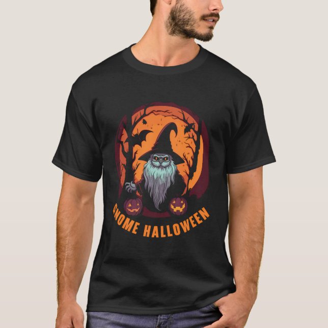 T-shirt Jardin Gnome Halloween Trick Ou Traiter Garde Éffr (Devant)