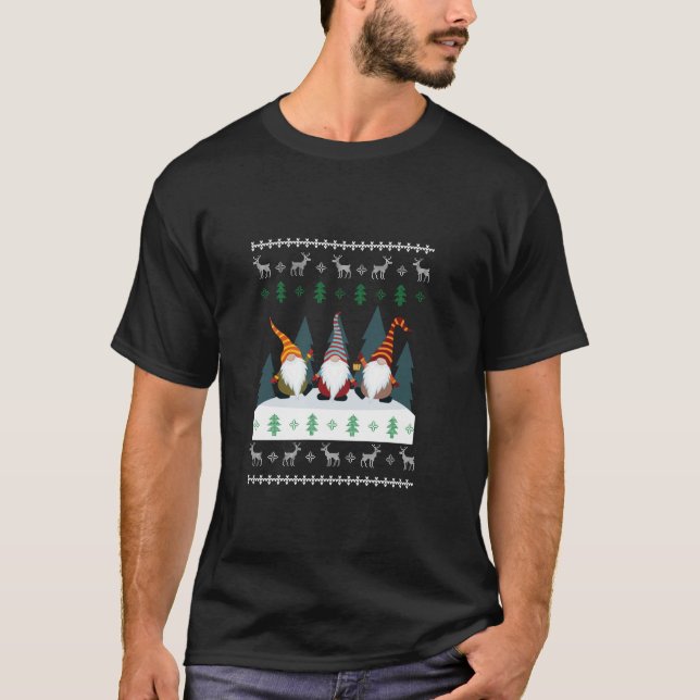 T-shirt Jardin mignon Gnomes Xmas Elf vilaine chemise de N (Devant)