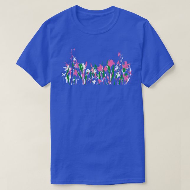 T-shirt Jardin rose et blanc Fleurs sauvages (Design devant)