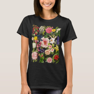 T-shirt Jardin Vintage à fleurs Élégant Botanique