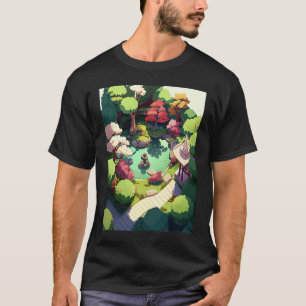 T-shirt Jardinage 4\jardin japonais coloré cerisier en fle