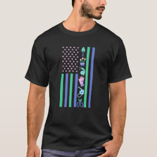 T-shirt Jardinage Drapeau Américain Patriotique Outils de