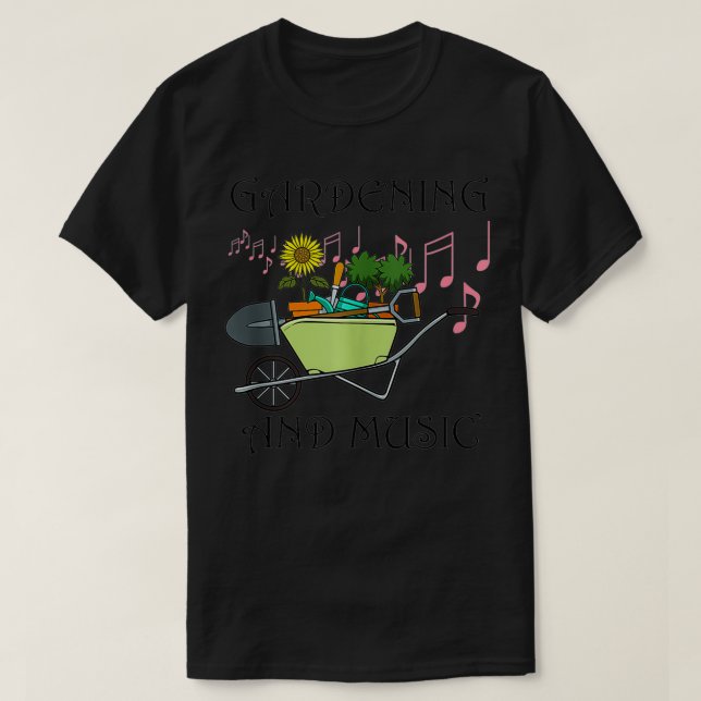 T-shirt Jardinage et notes de musique pour jardinier  (Design devant)