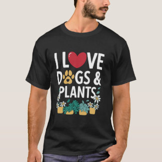 T-shirt Jardinier Jardin J'aime les chiens et les plantes 