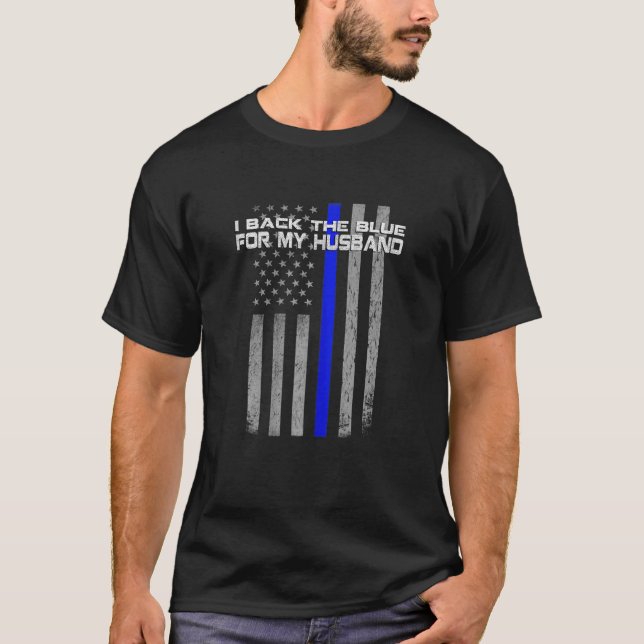 T-shirt J'Arrive Le Bleu Pour Ma Femme De Police De Mari (Devant)