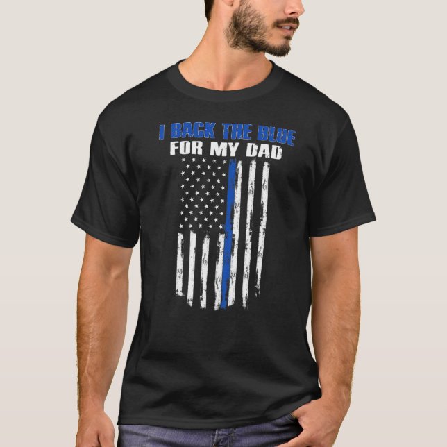 T-shirt J'Arrive Le Bleu Pour Mon Père Fier Policier Offic (Devant)