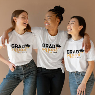 T-shirt Jaune Black Grad Squad Ajouter Année